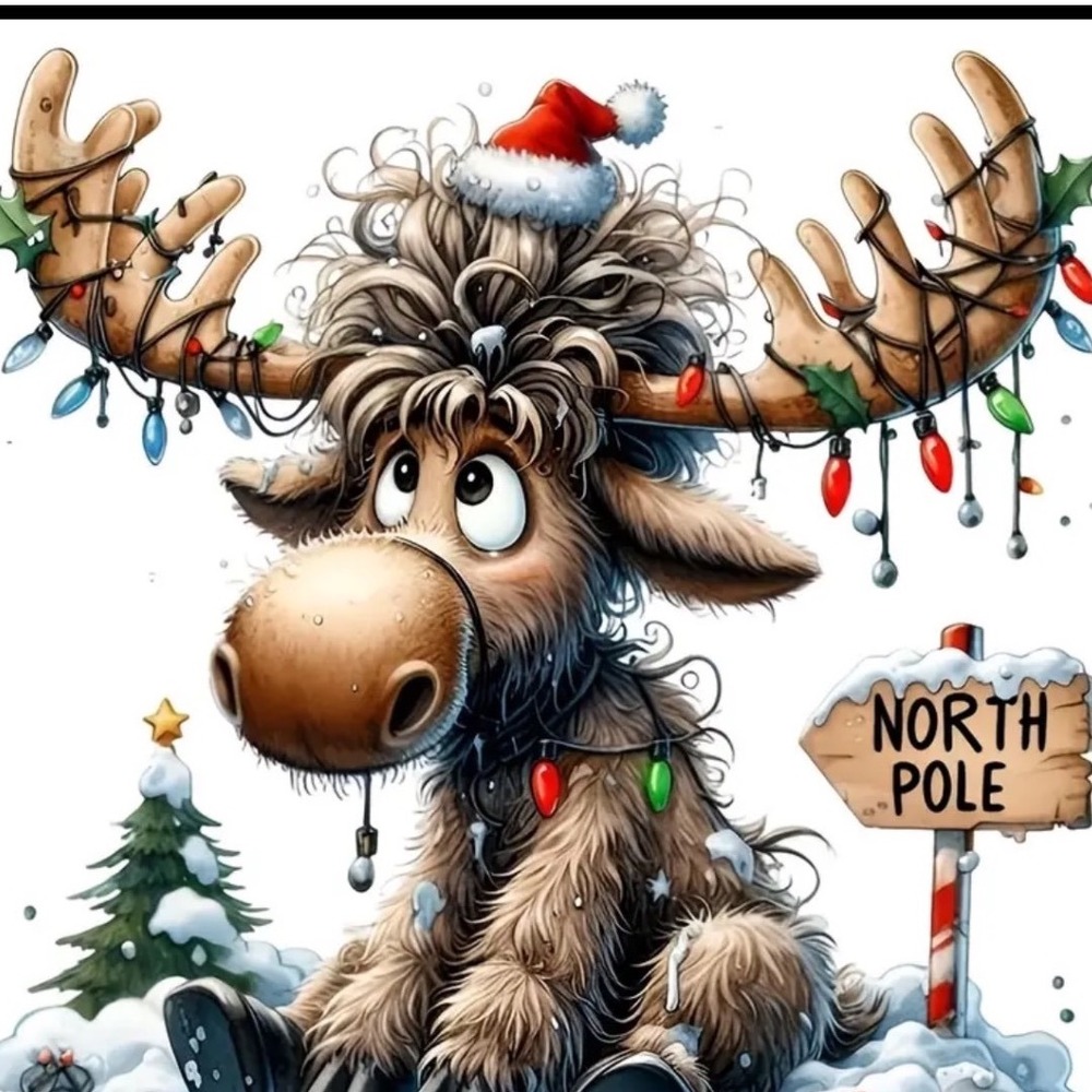 Christmas Moose Diamond Painting Kit DIY 5D Full Drill Cartoon Animal